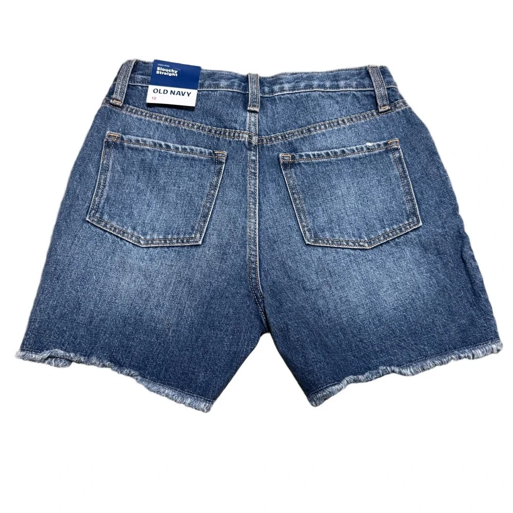 Old Navy High-Rise Slouchy Straight Distressed Denim Shorts Girl Size 12